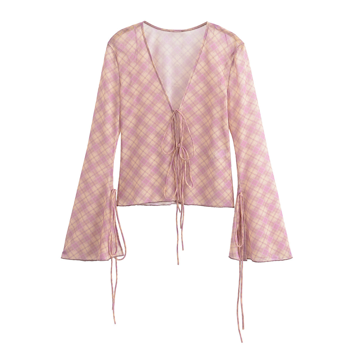 Women Clothing Spring Summer V neck Translucent Top Silk Net Skirt Set Women