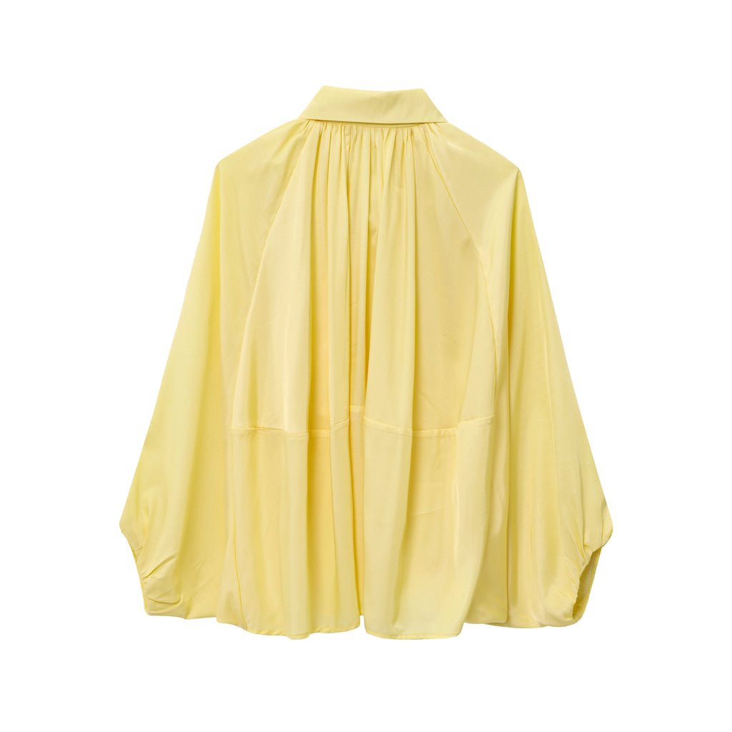 Summer Women Loose Fitting Long Sleeves Collared Puffy Bomber Jacket Drape Jacket
