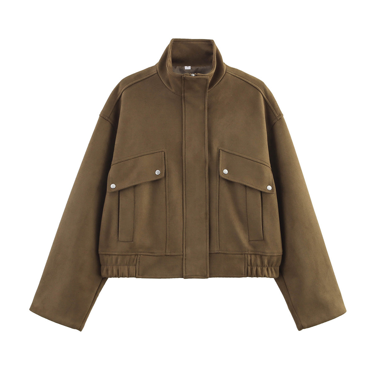 Women Clothing Summer Casual Stand Collar Cool Chic Suede Jacket Coat