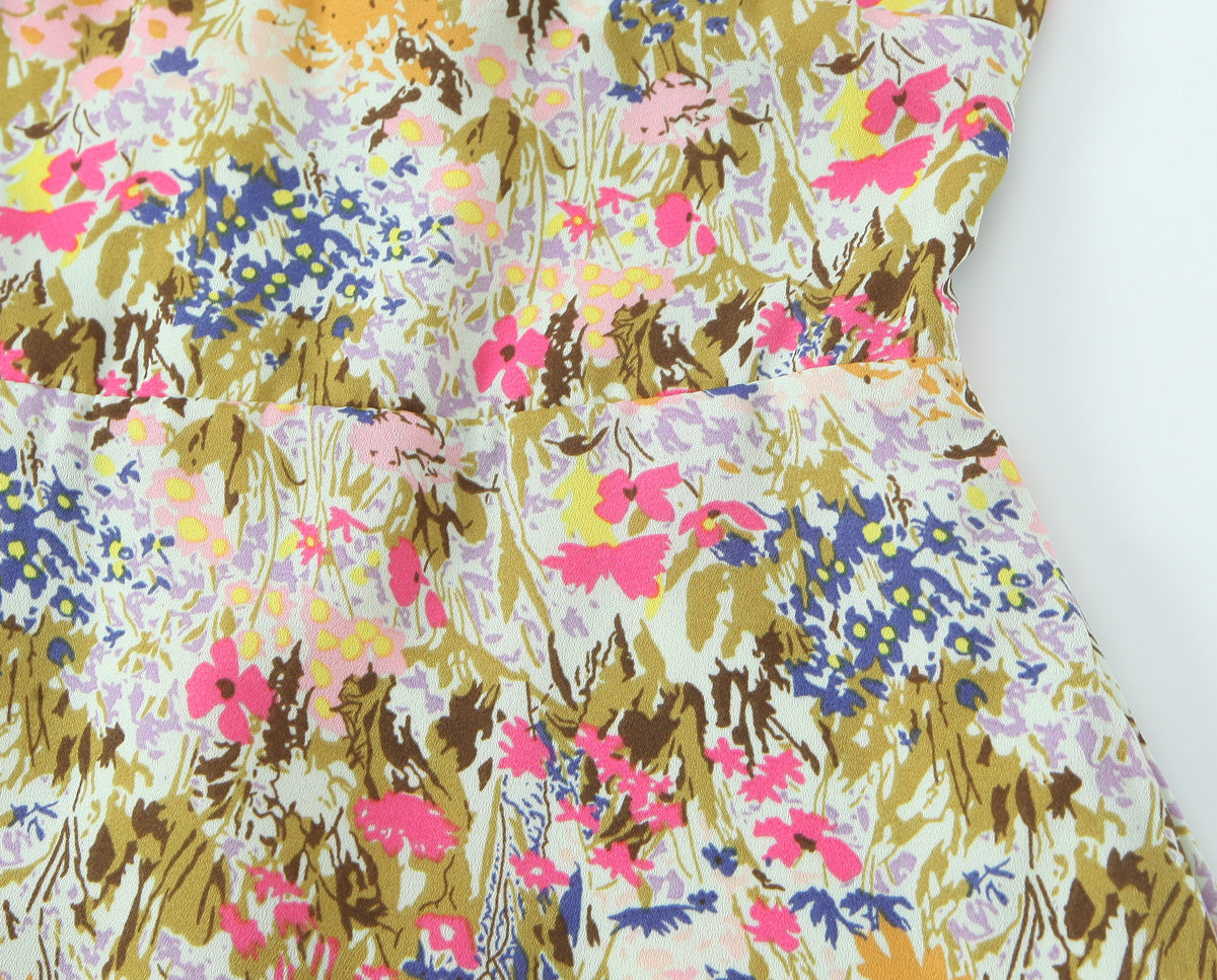 Women Sexy Backless Hip Women Floral Tie Neck Dress