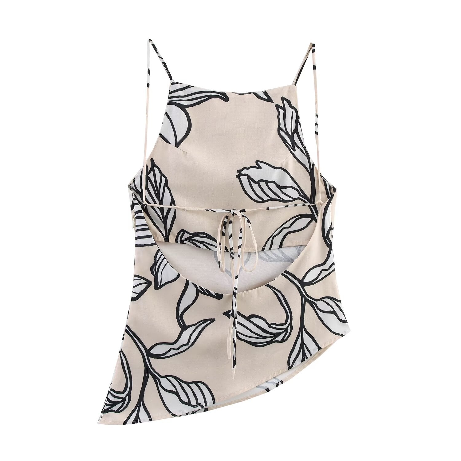 Summer Women Clothing Fashionable Simple Linen Blended Backless Top