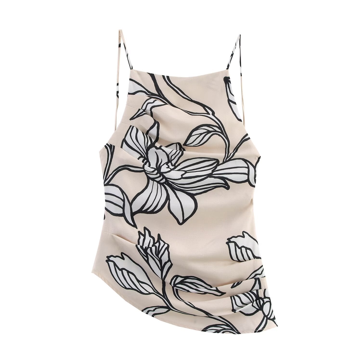 Summer Women Clothing Fashionable Simple Linen Blended Backless Top