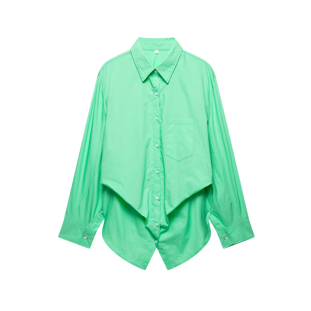 Spring Summer Solid Color Loose Poplin Shirt