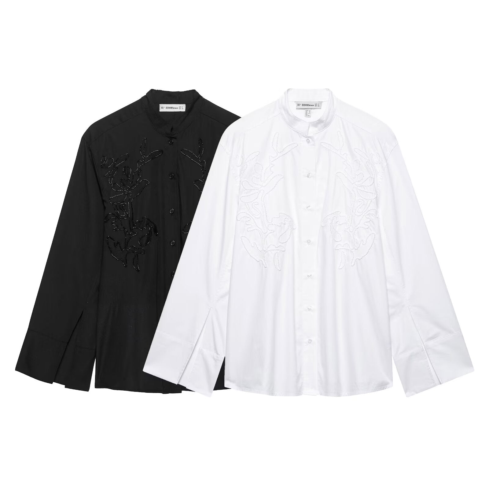Spring Women Clothing Street Urban Casual Embroidered Long Sleeved Shirt
