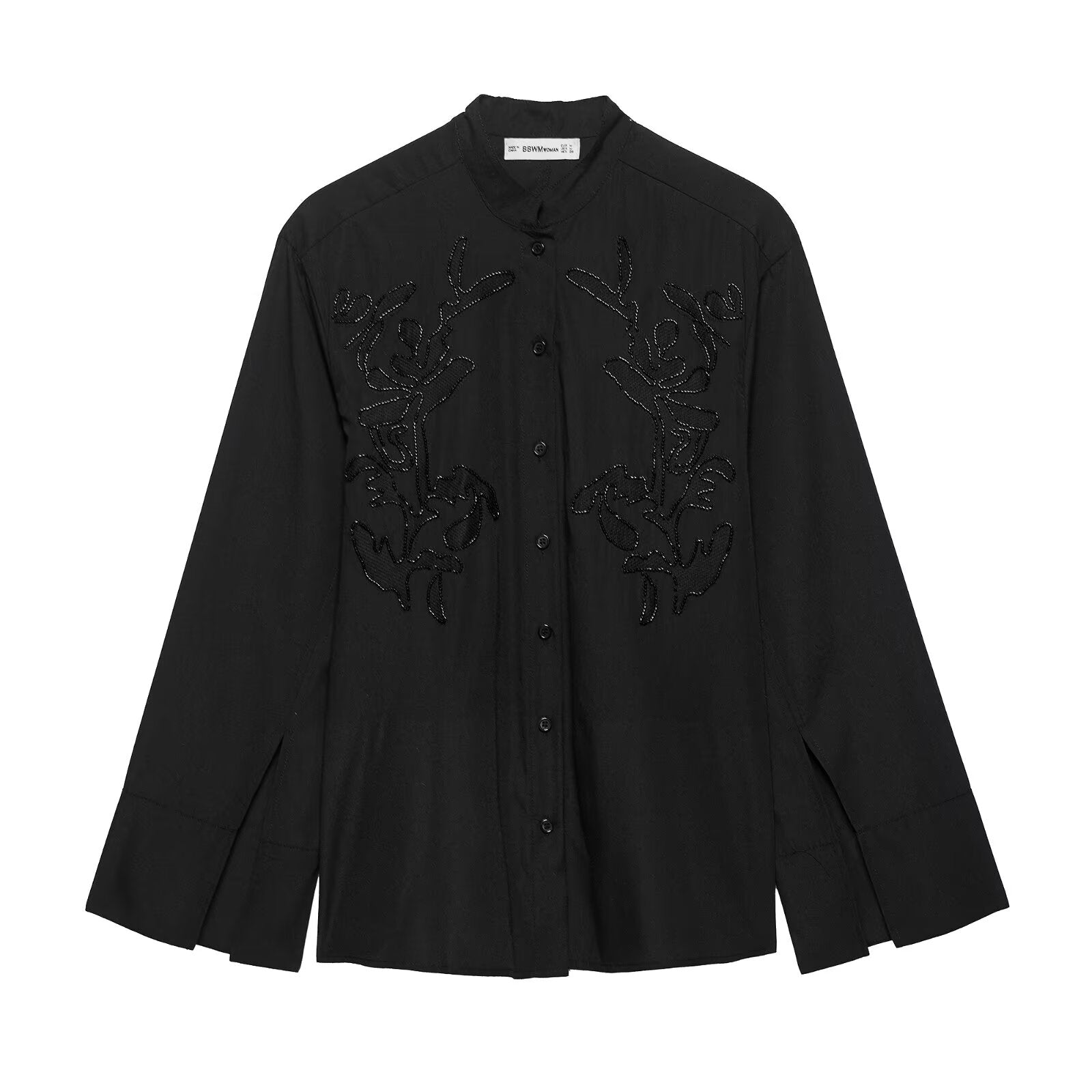 Spring Women Clothing Street Urban Casual Embroidered Long Sleeved Shirt