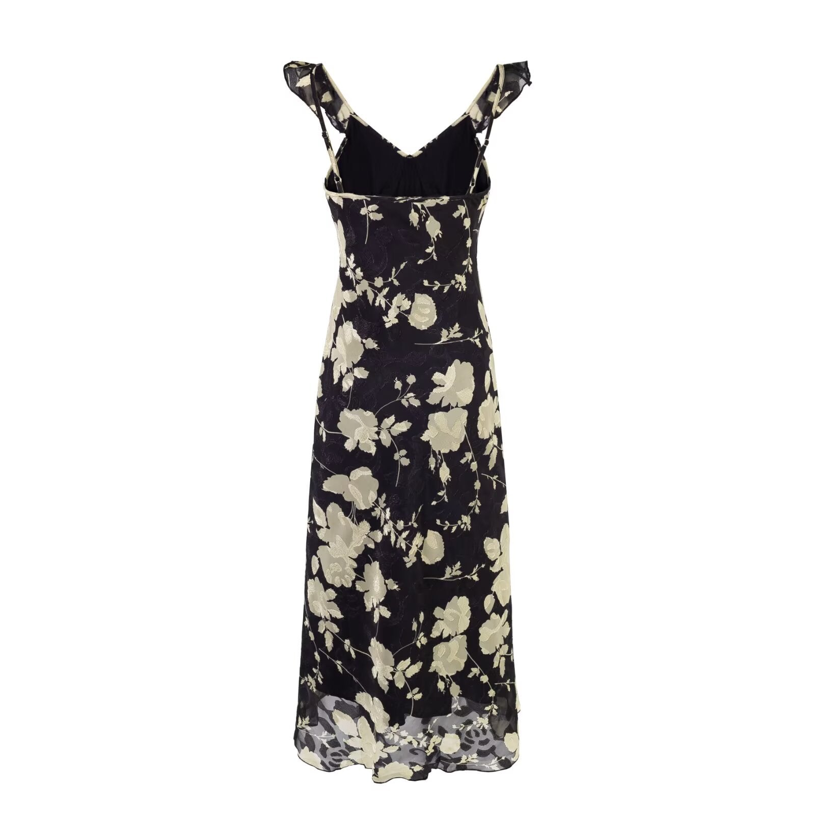 Summer Gentle Retro Design Lace Vest Skirt Floral Women Waist Tight Dress