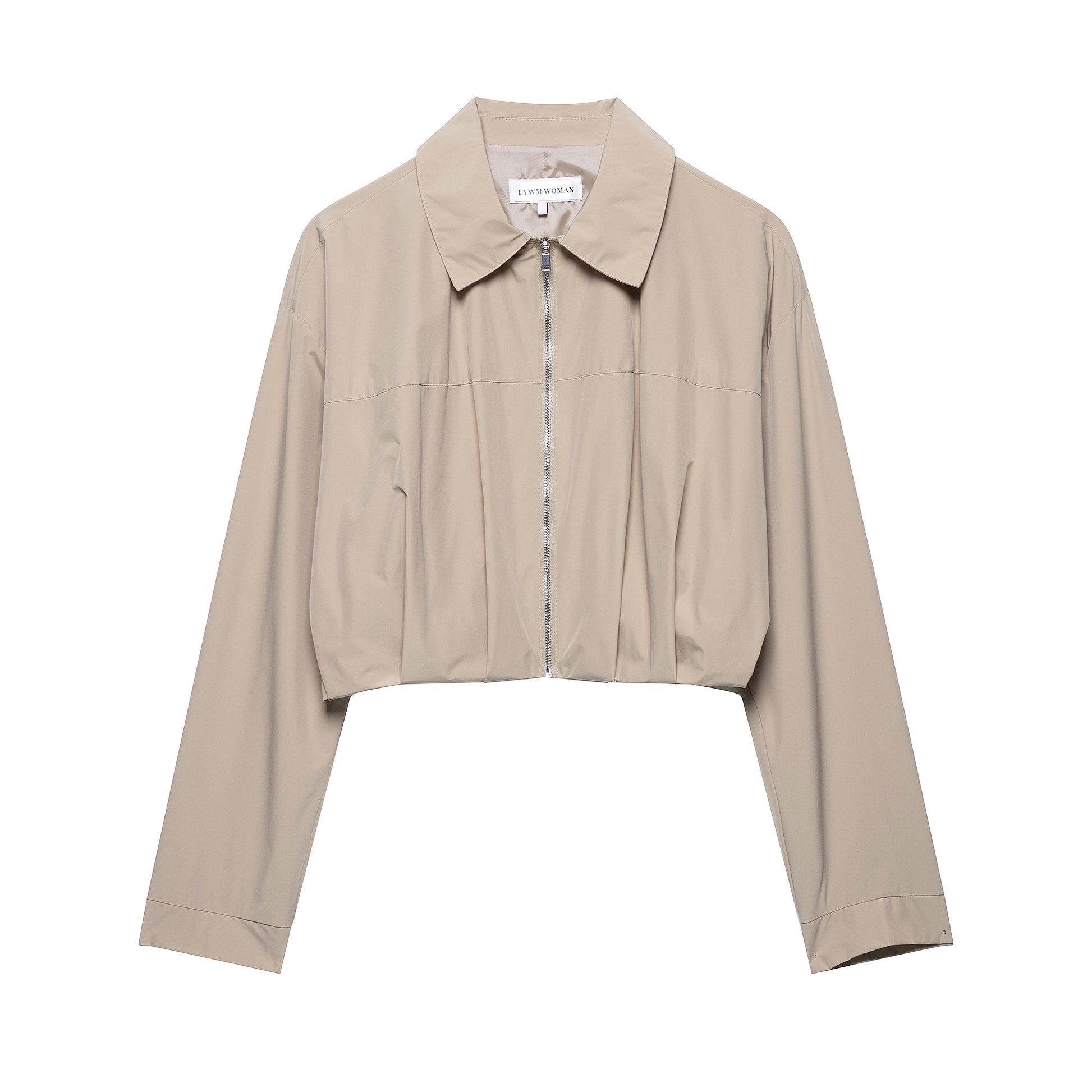 Spring Women Clothing Pleated Decoration Loose Polo Collar Short Coat