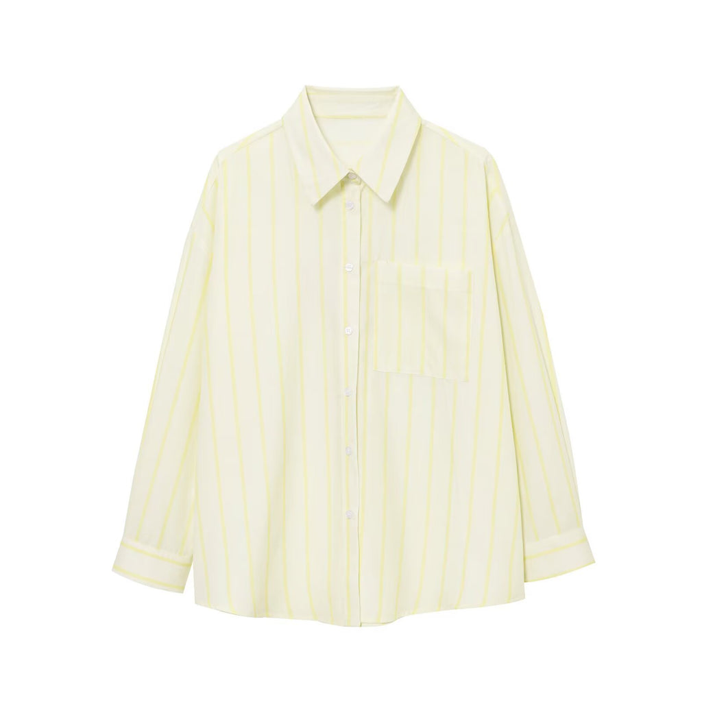 Spring Long Loose Casual Niche Stripe Long Sleeve Shirt Top