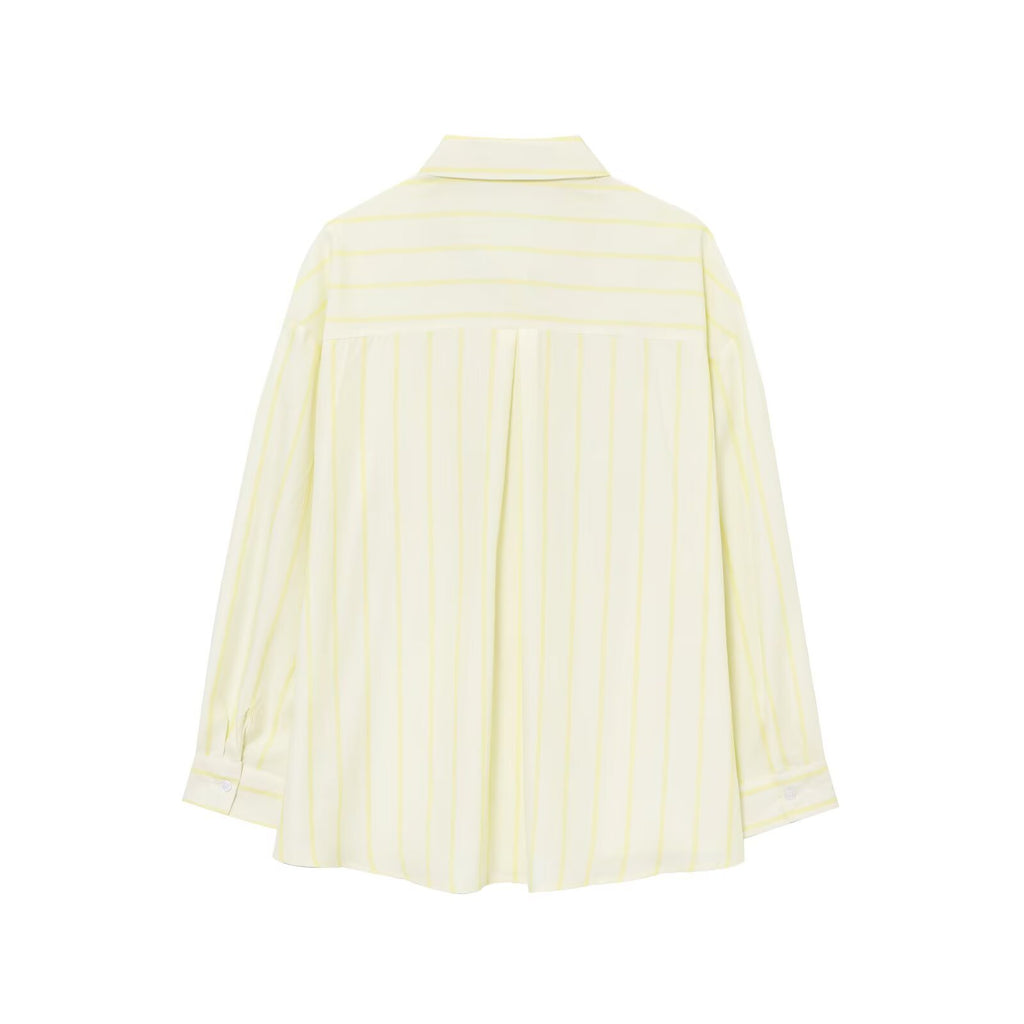 Spring Long Loose Casual Niche Stripe Long Sleeve Shirt Top
