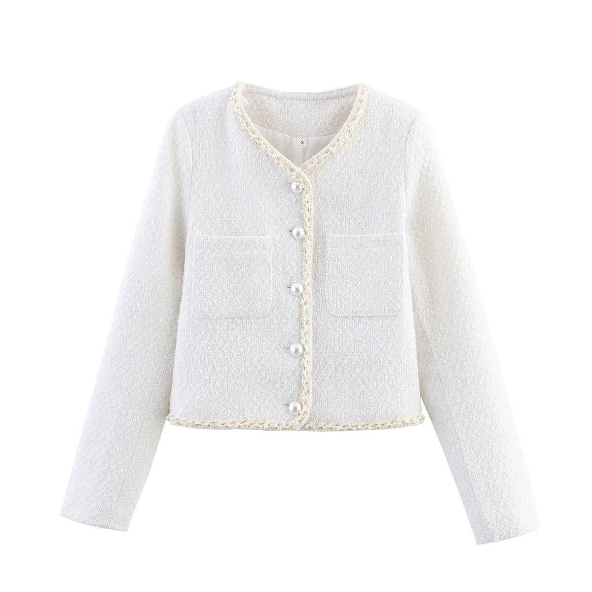 Women Clothing Pearl Decoration Coat