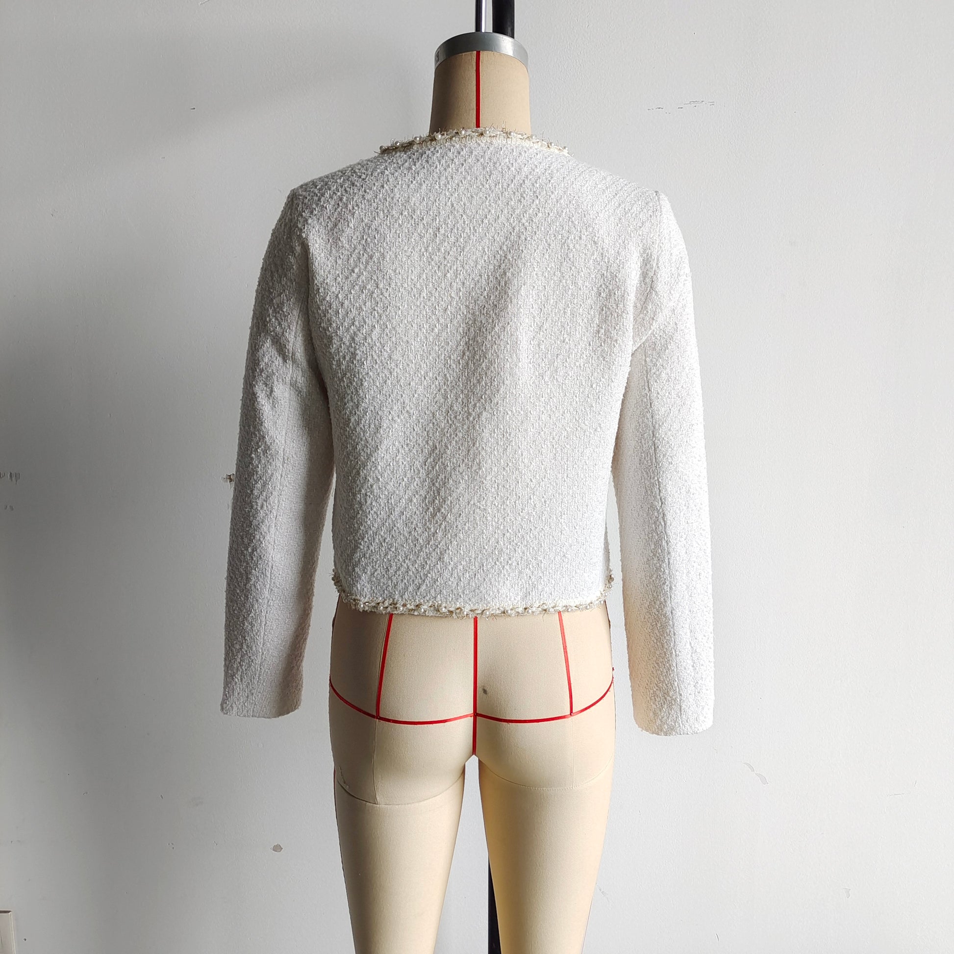 Women Clothing Pearl Decoration Coat