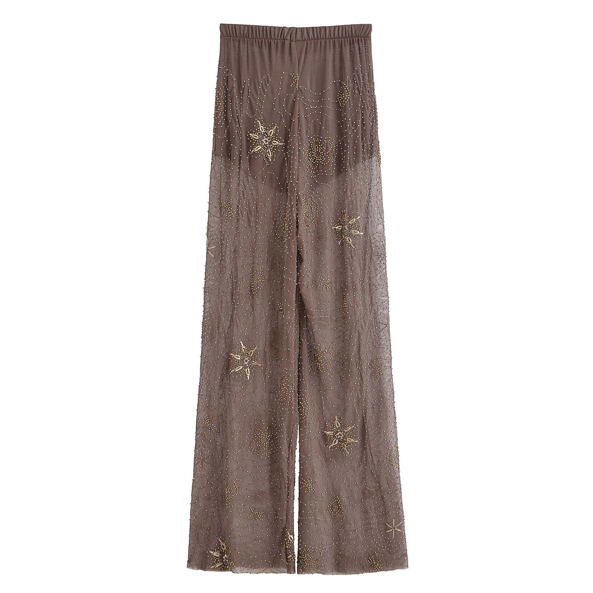 Summer Women Clothing Sequin Beaded Decorative Translucent Trousers