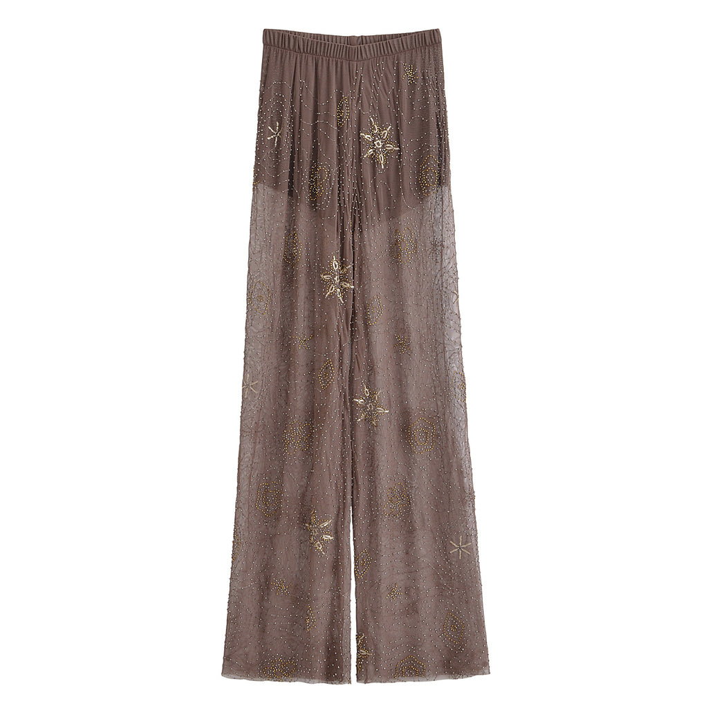 Summer Women Clothing Sequin Beaded Decorative Translucent Trousers