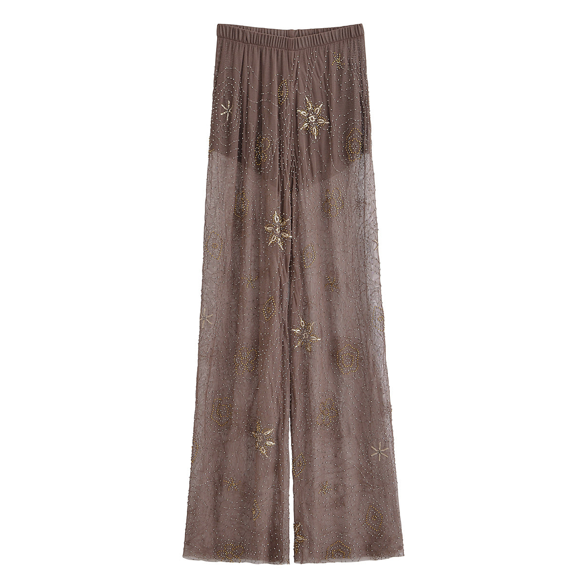 Summer Women Clothing Sequin Beaded Decorative Translucent Trousers