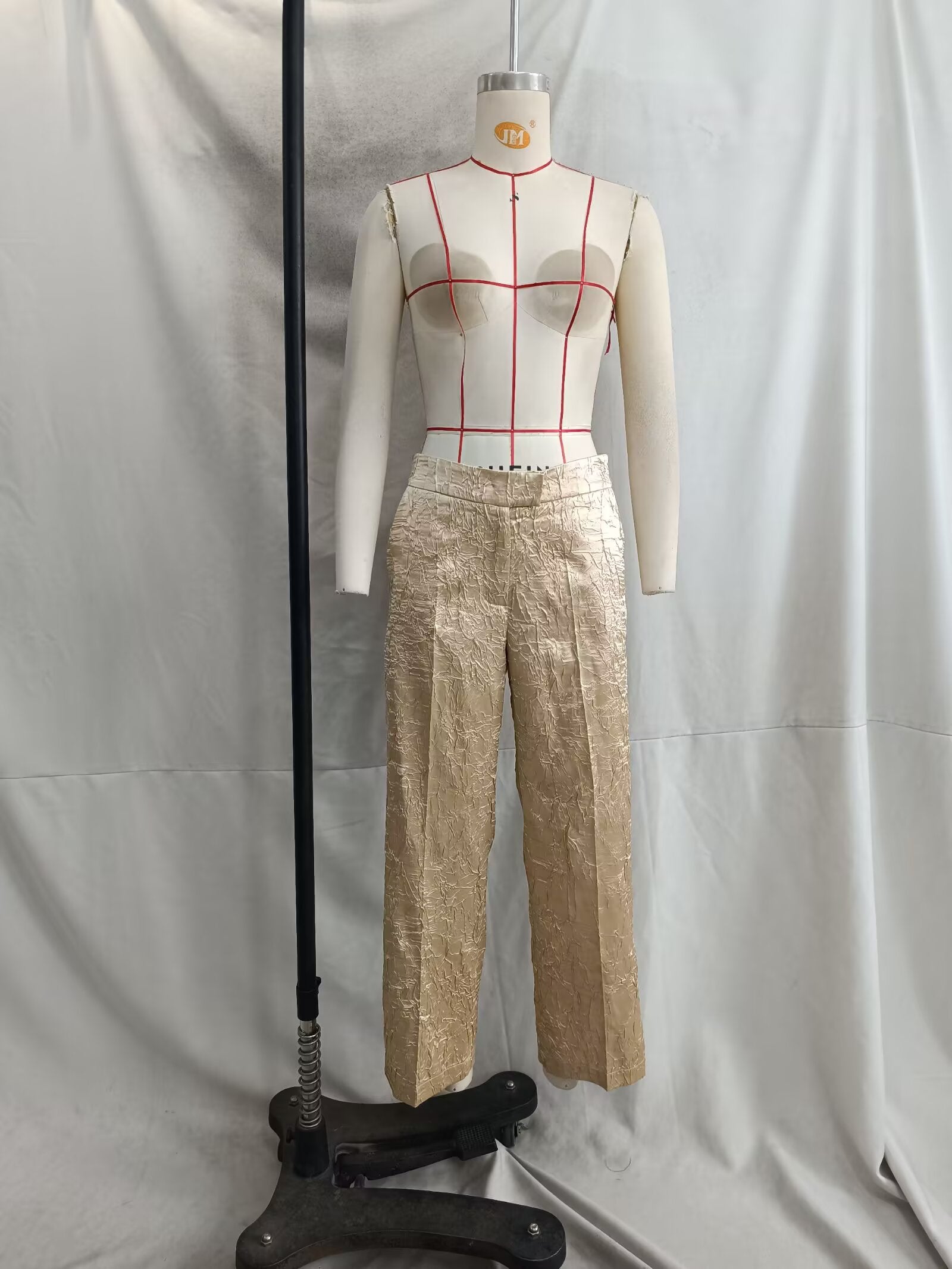 High Grade Pleated Effect Satin Suit Superior Texture Fashionable Elegant Unique Design Workplace Dinner