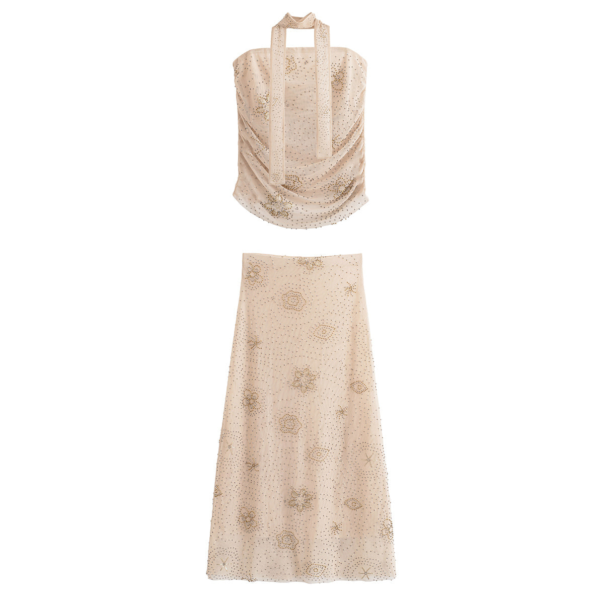 Exclusive Women Beaded Top Gauze Skirt