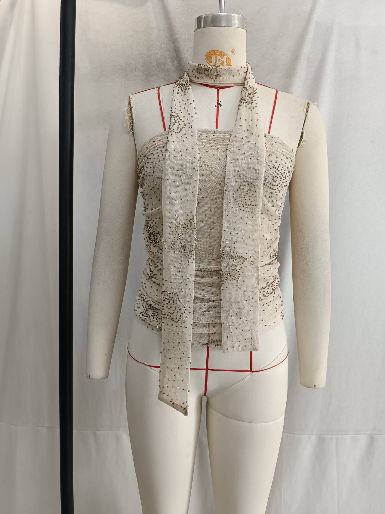 Exclusive Women Beaded Top Gauze Skirt