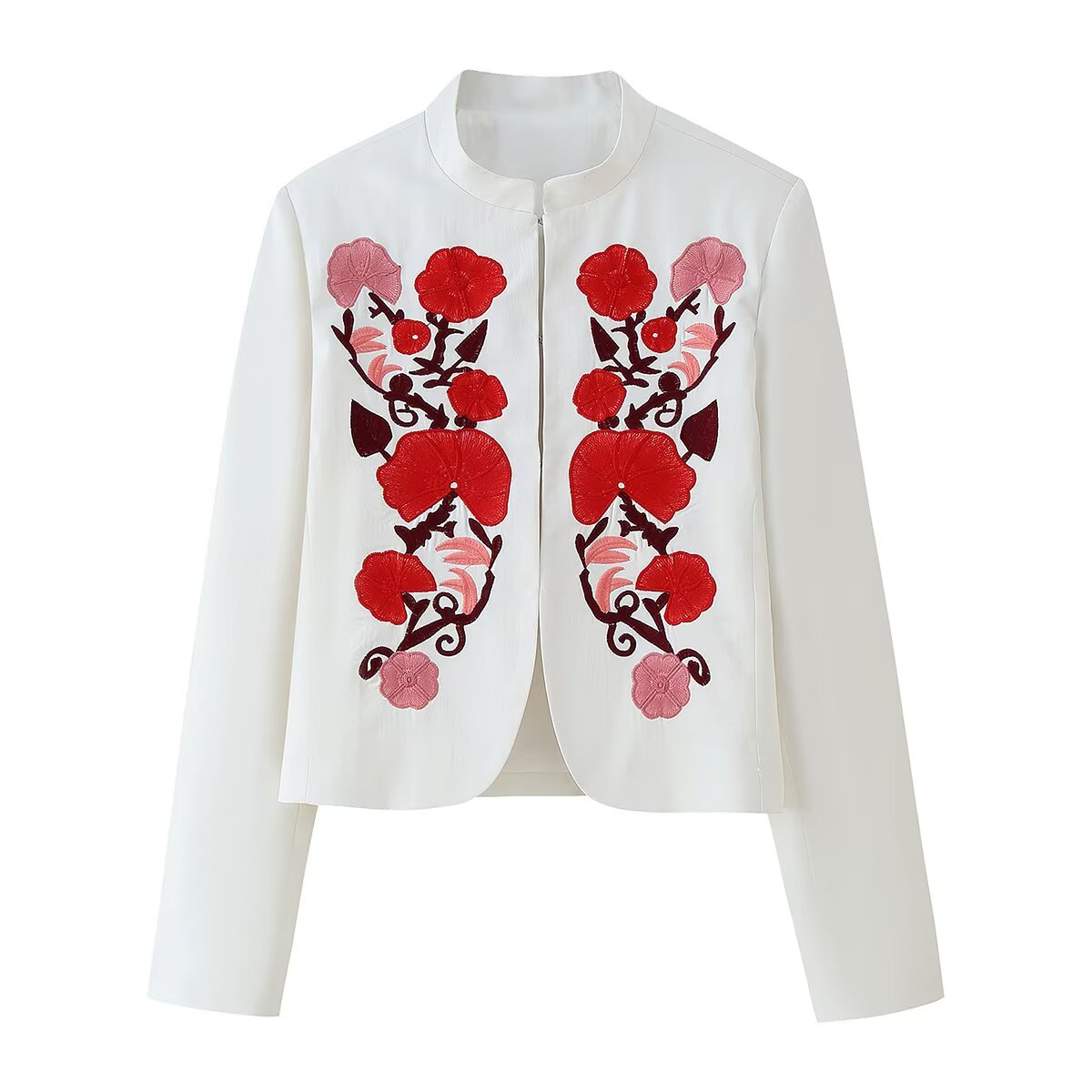 Women Clothing Retro Chinese Satin Embroidered Blazer Jacket