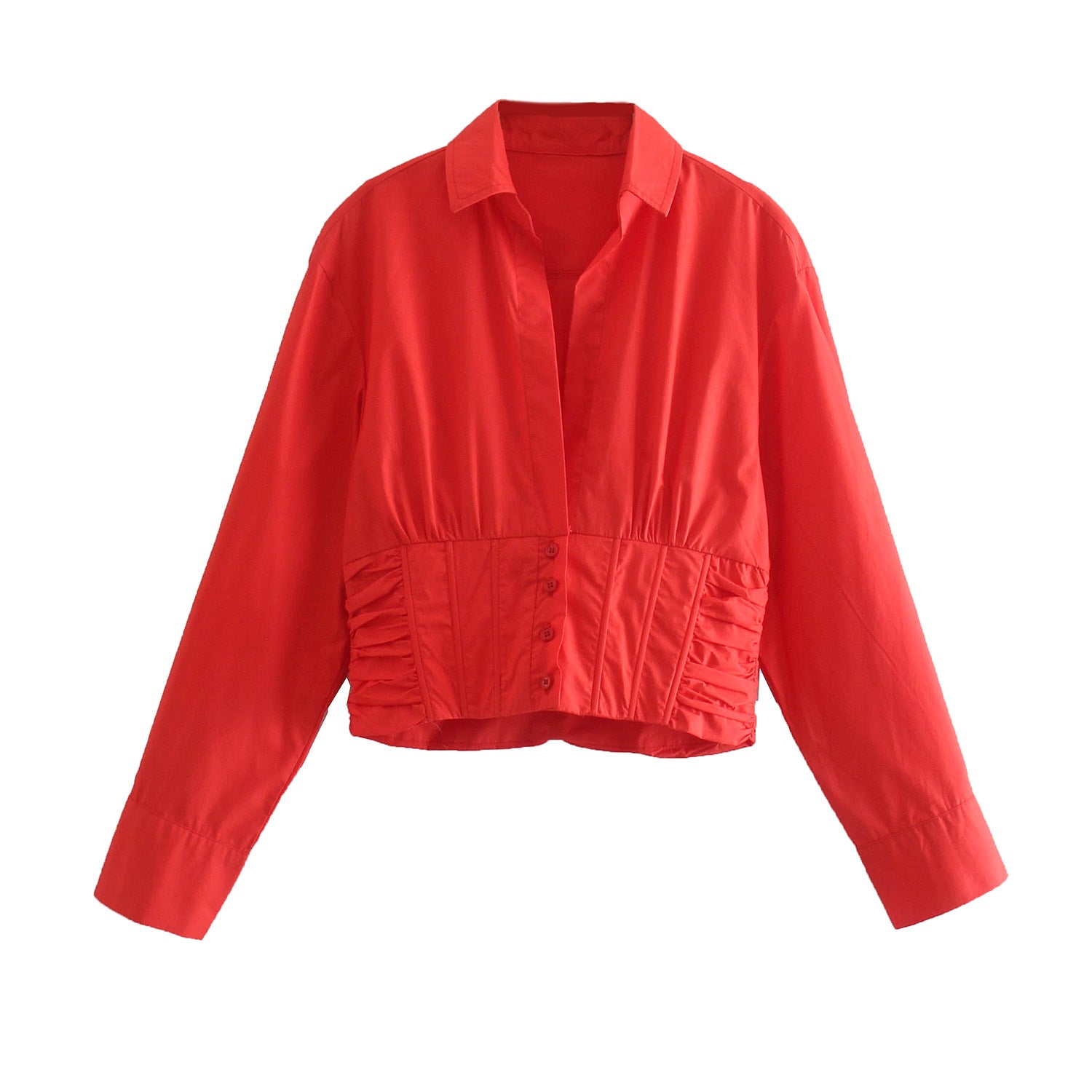 Women Stylish Simple Poplin Short Shirt Top