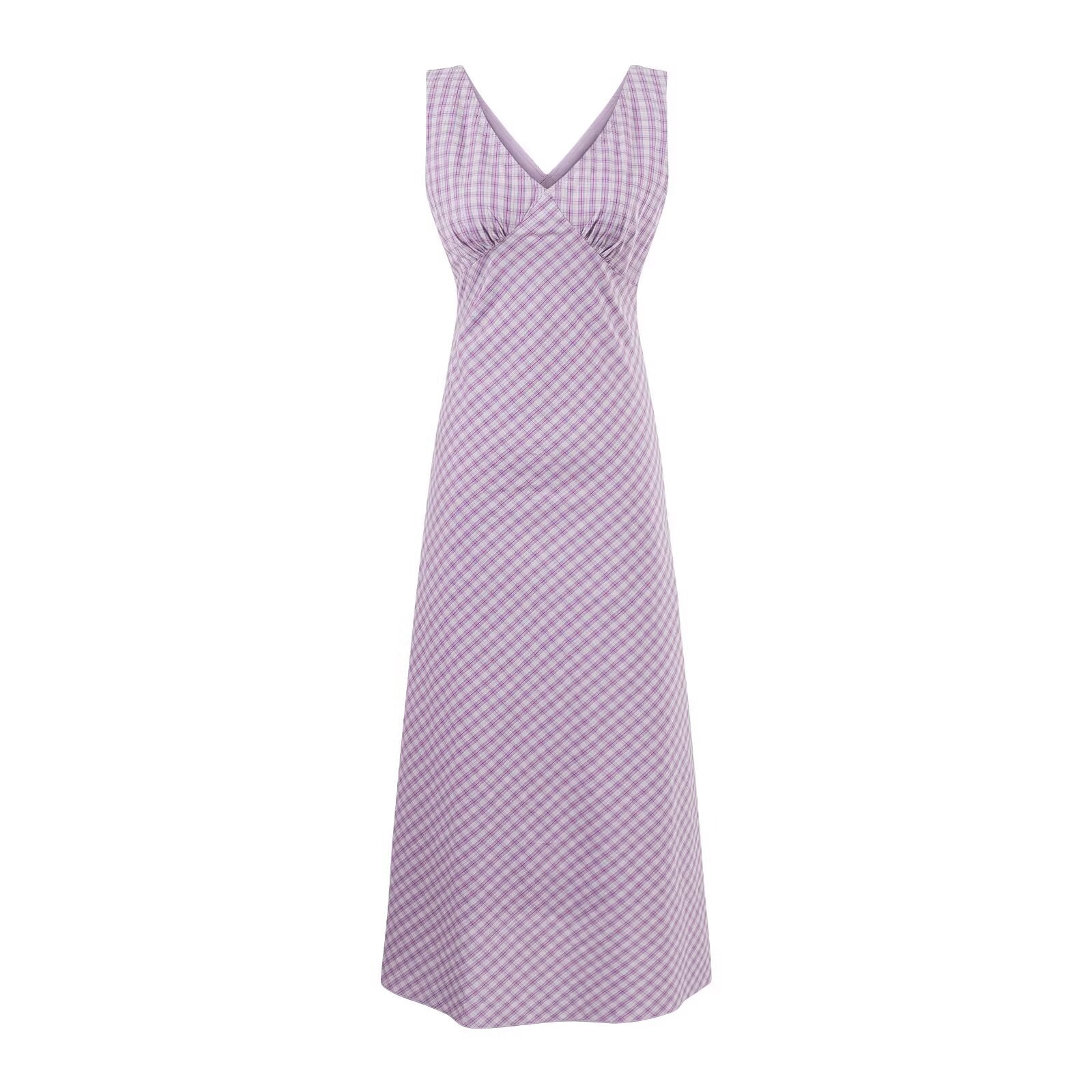 Summer Holiday Casual Purple Pattern V neck Lace up Waist Tight Dress