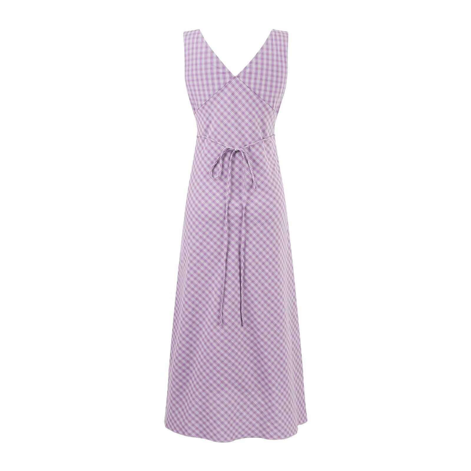 Summer Holiday Casual Purple Pattern V neck Lace up Waist Tight Dress