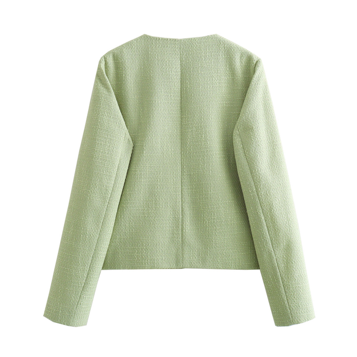 Casual round Neck Green Texture Coat