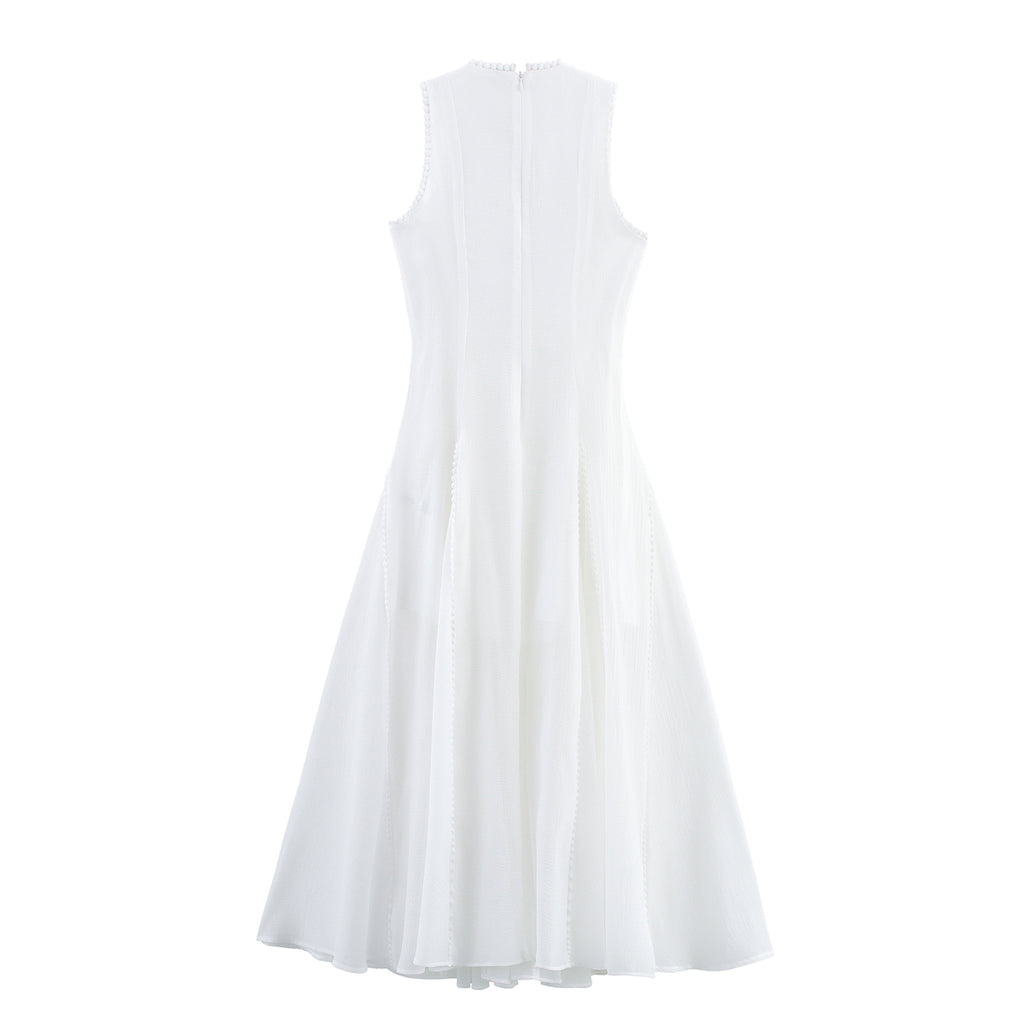 Early Maxi Dress Entry High Grade Socialite Thousand Gold Design Sleeveless round Neck Dress