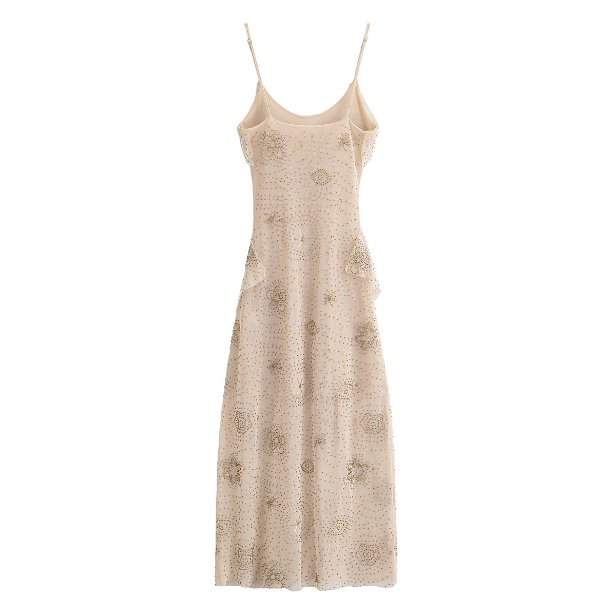 Women Elegant Beaded Laminated Decoration Camisole Dress