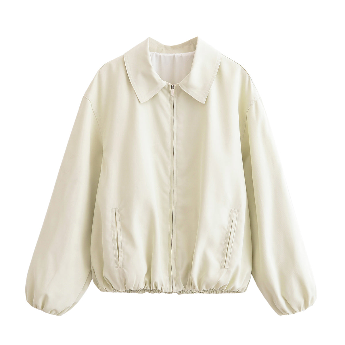Women Clothing Simple Graceful Casual Polo Collar Bomber Jacket Coat