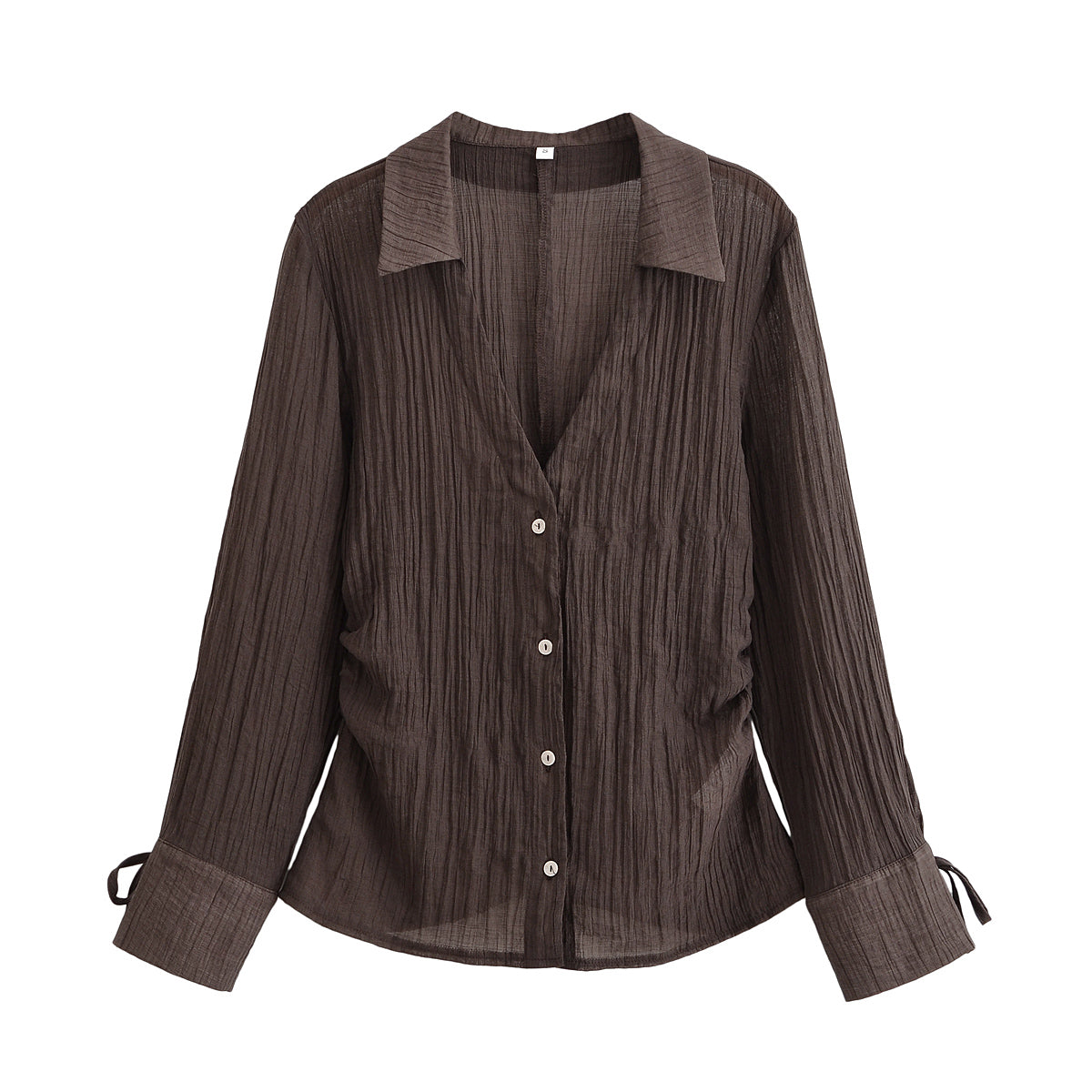 Women Clothing Summer All Matching Slim Fit Bow Semi Transparent Shirt