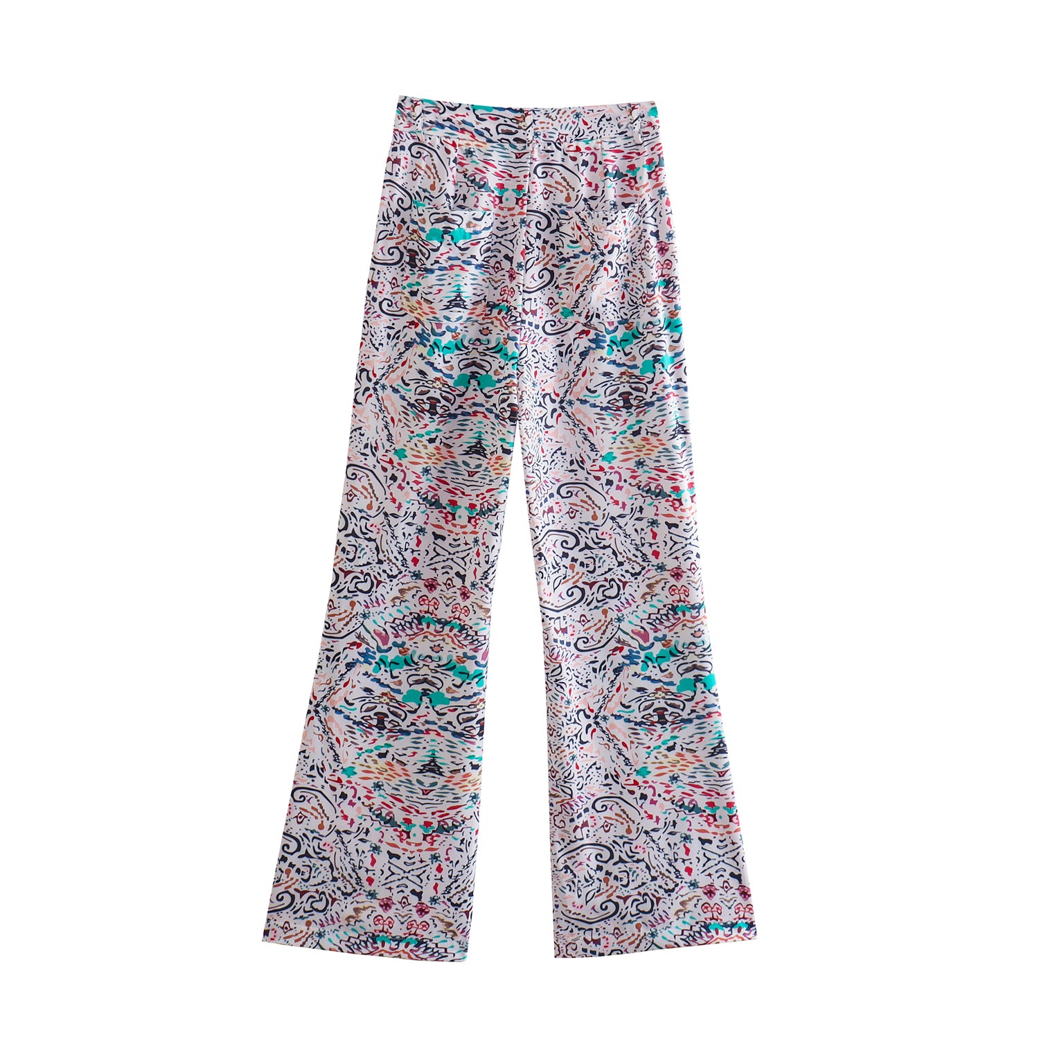 Spring Printing Bell Bottom Pants Loose Printed Shirt Design Set