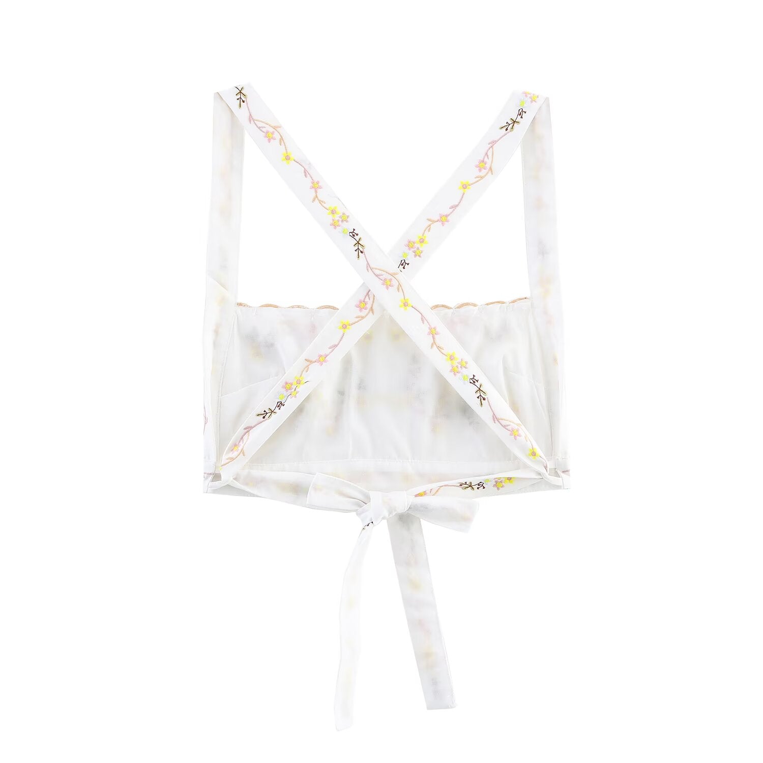 Women Clothing Floral Embroidery Short Camisole Top Small Vest