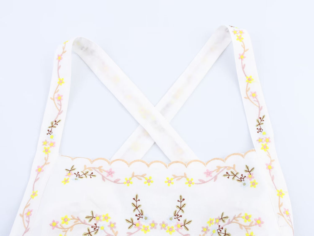 Women Clothing Floral Embroidery Short Camisole Top Small Vest