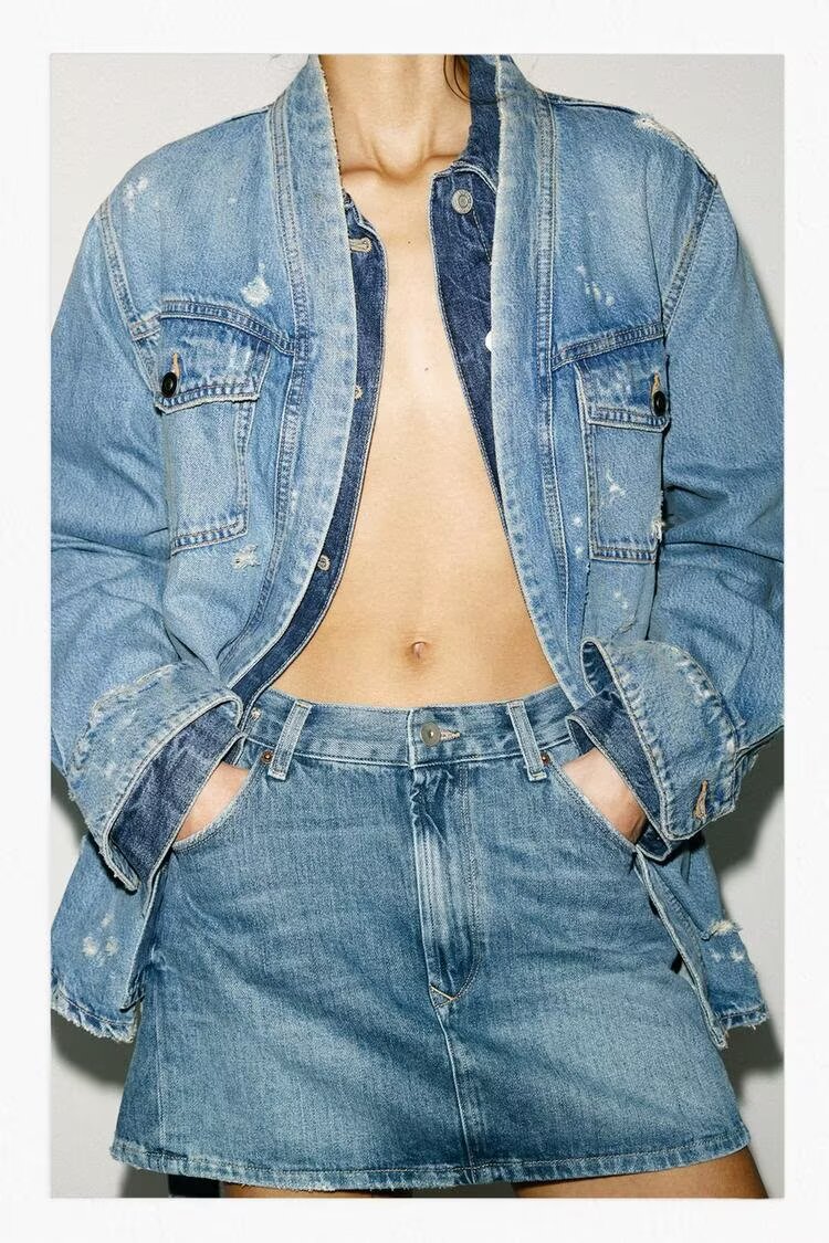 Women Casual Ripped Decoration Denim Shacket