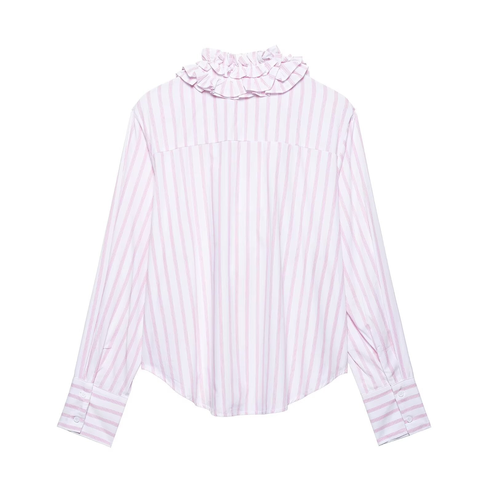 Summer Casual Three Dimensional Ruffle V neck Striped Shirt Top Women