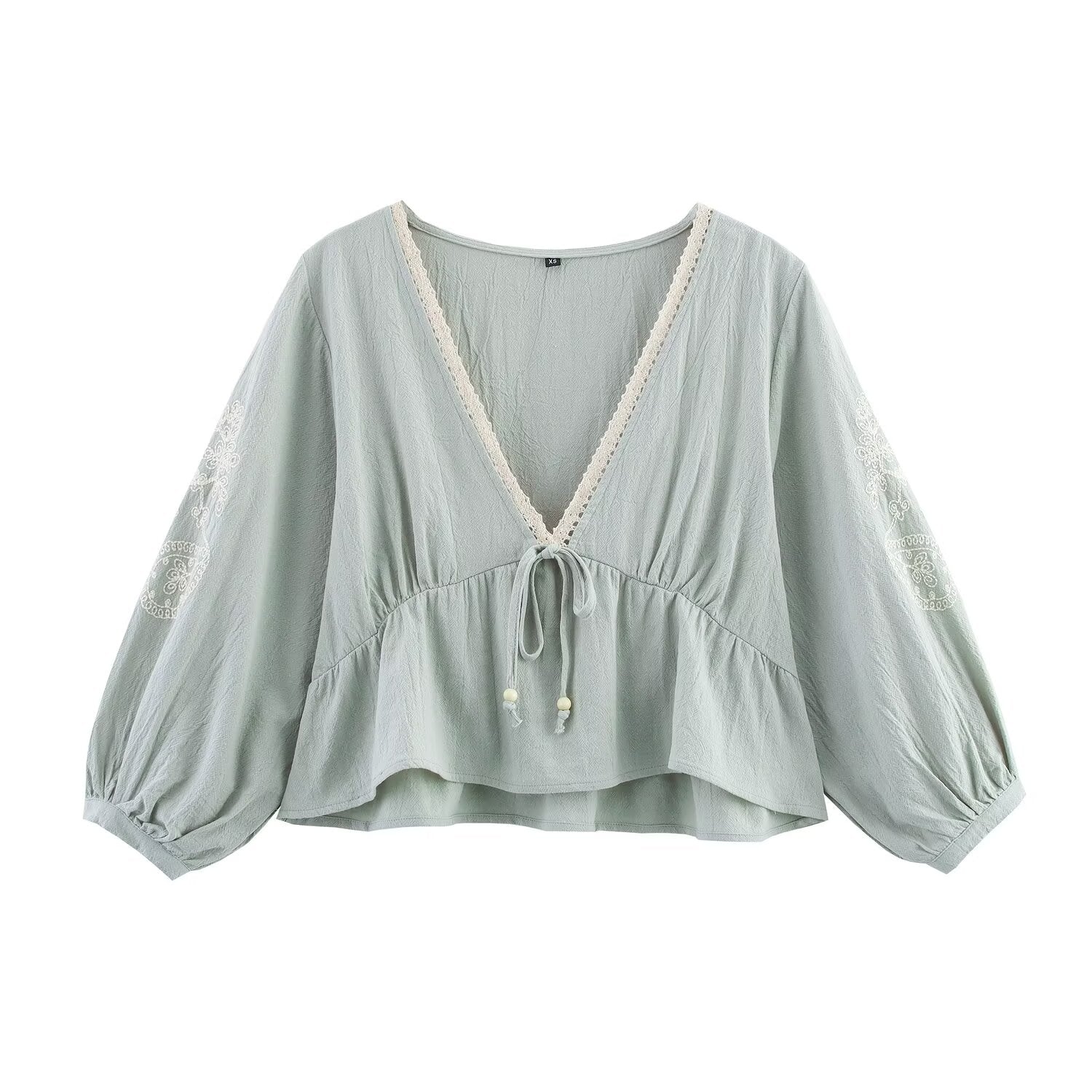 Summer Women Clothing Vacation Embroidered Top Casual Shirt for Women
