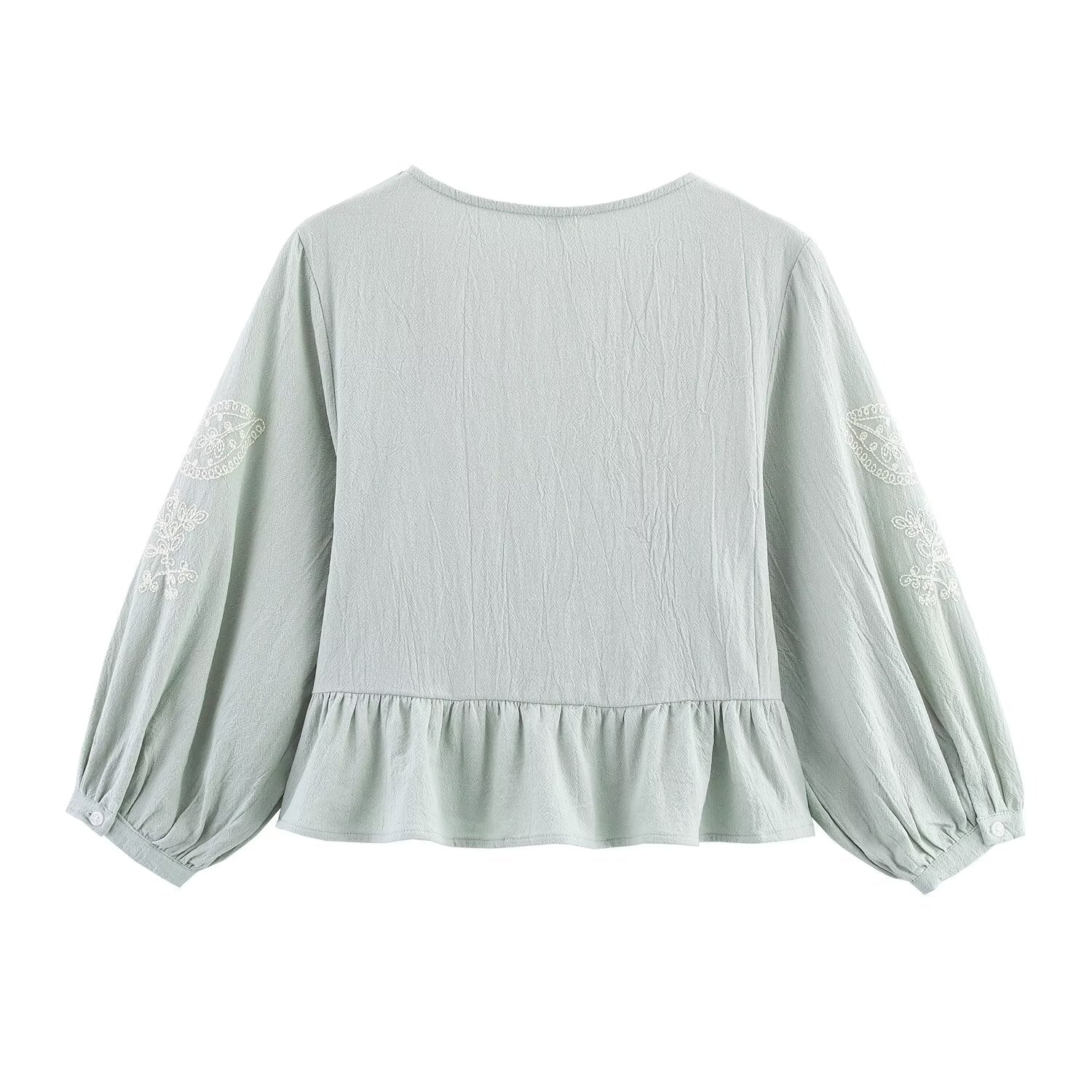 Summer Women Clothing Vacation Embroidered Top Casual Shirt for Women