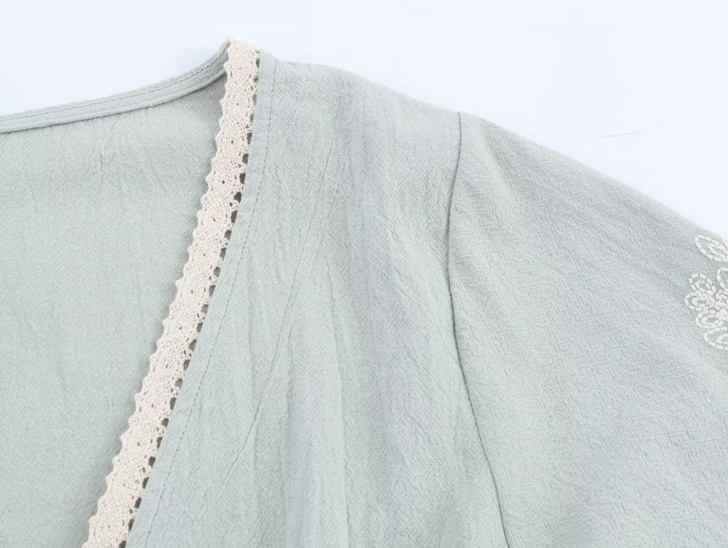 Summer Women Clothing Vacation Embroidered Top Casual Shirt for Women