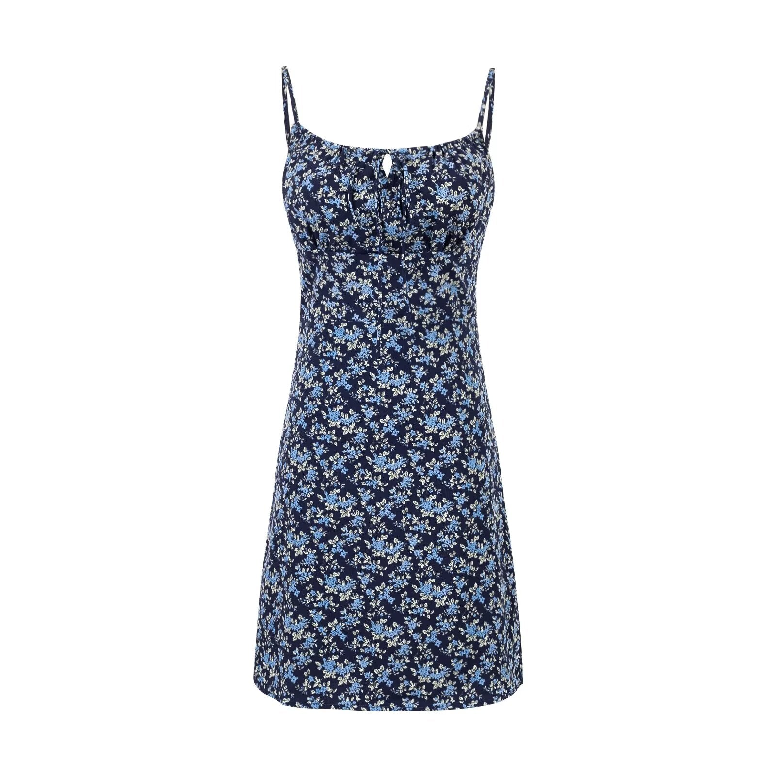 Summer High Waist Slim Floral Print Backless Slip Dress Women Dress
