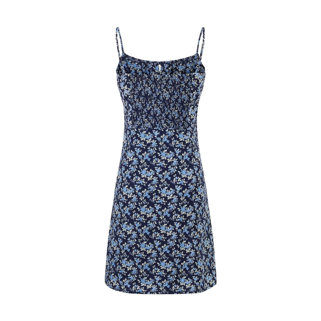 Summer High Waist Slim Floral Print Backless Slip Dress Women Dress