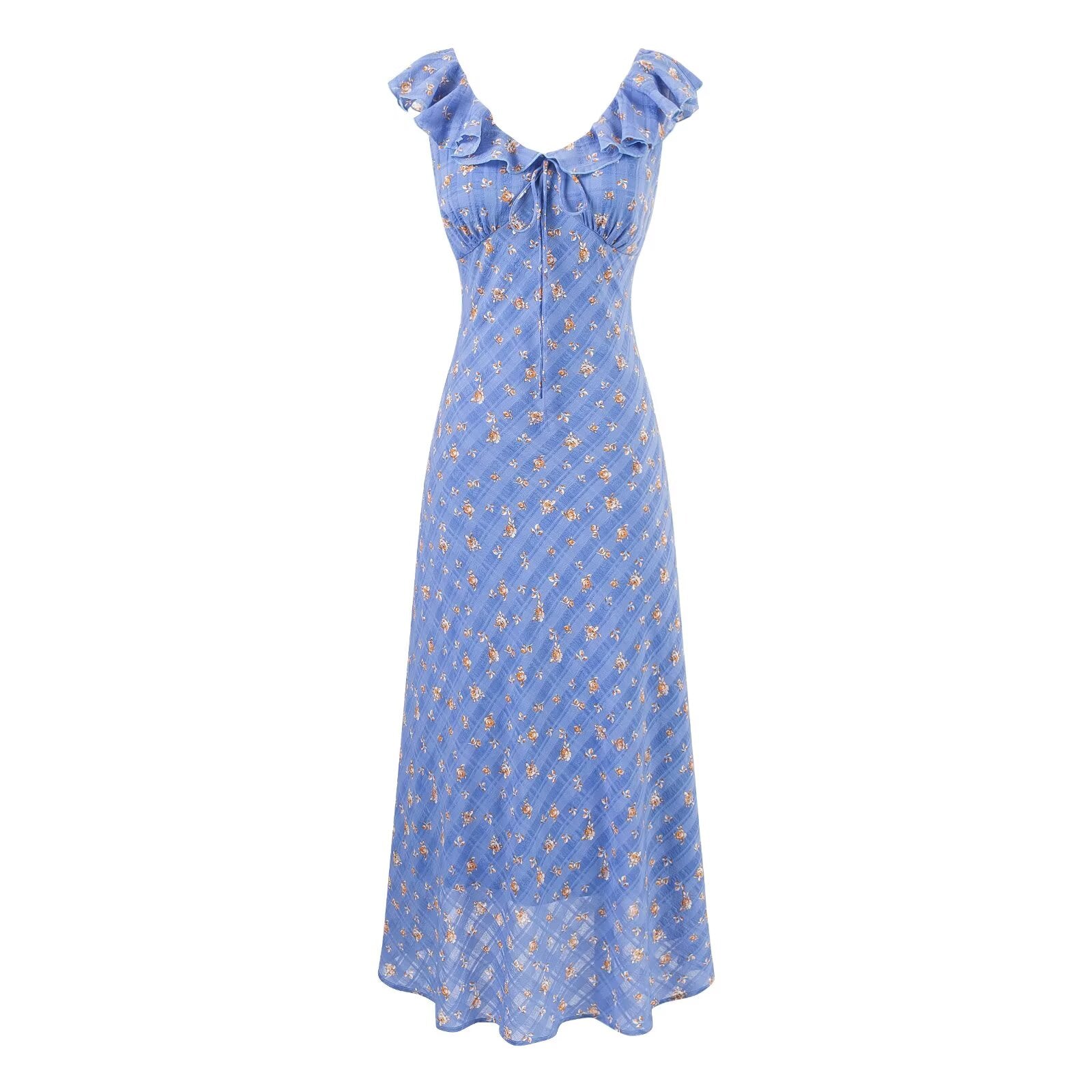 Summer Maiden Casual Printed Ruffled V neck Dress