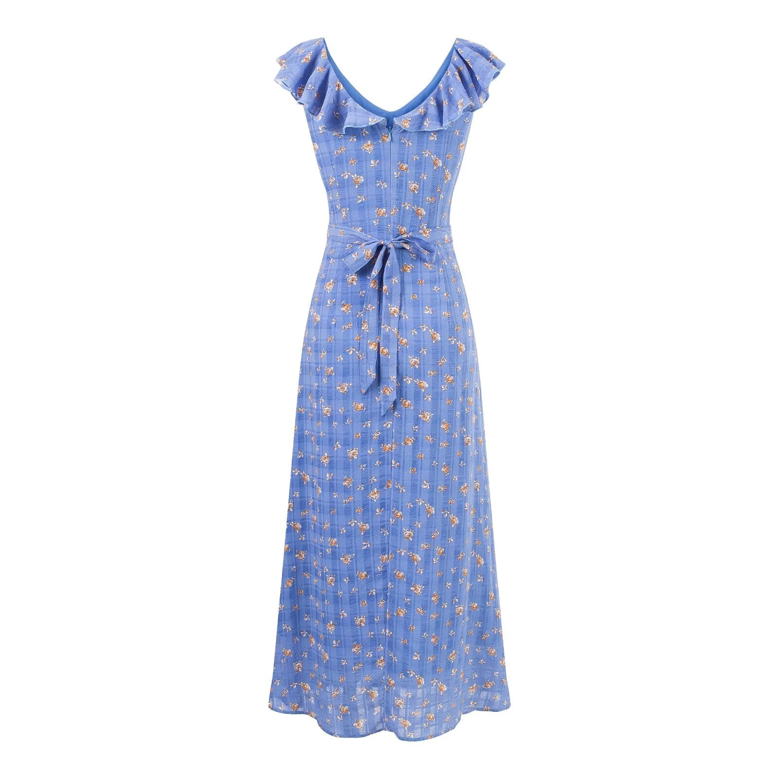 Summer Maiden Casual Printed Ruffled V neck Dress