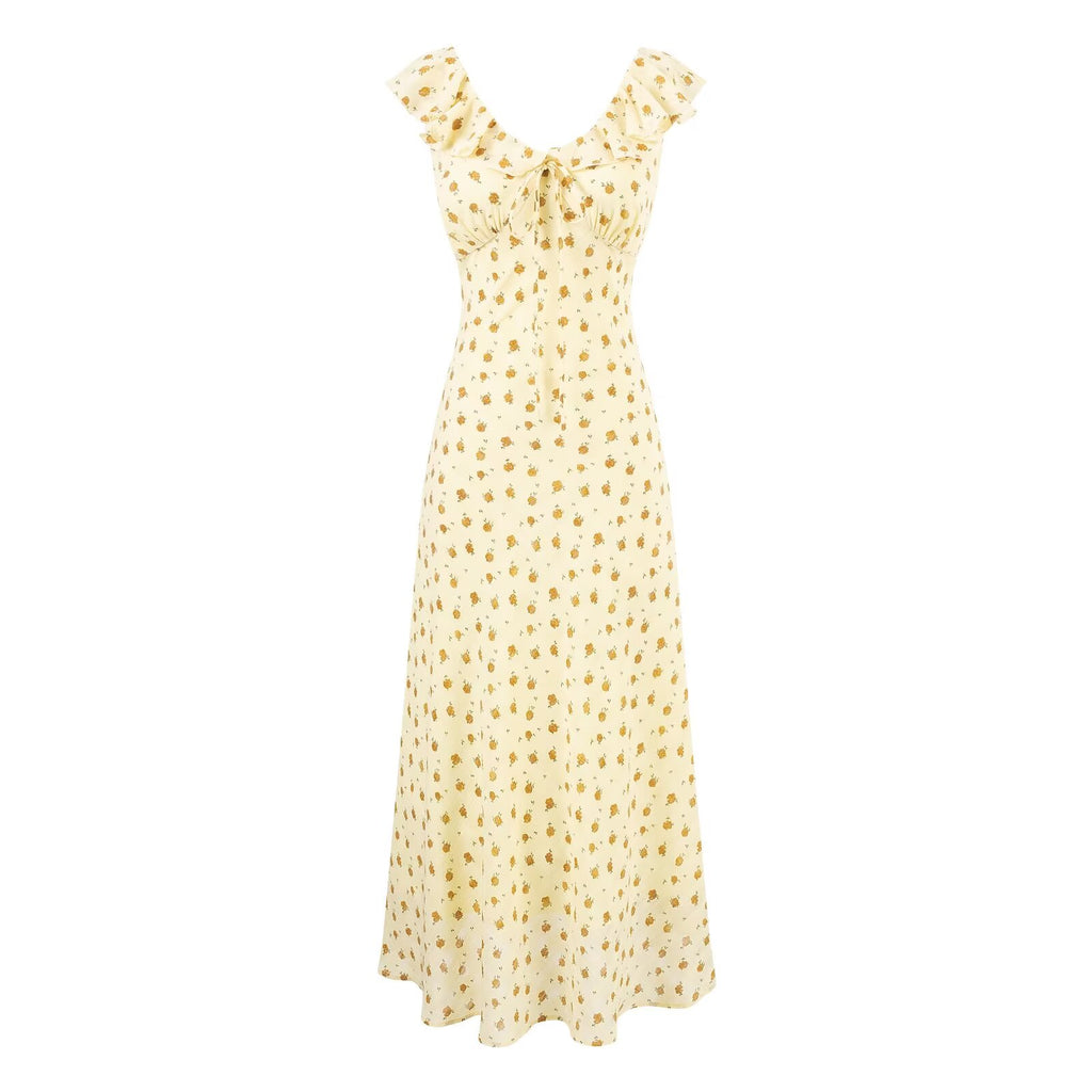Summer Maiden Casual Printed Ruffled V neck Dress