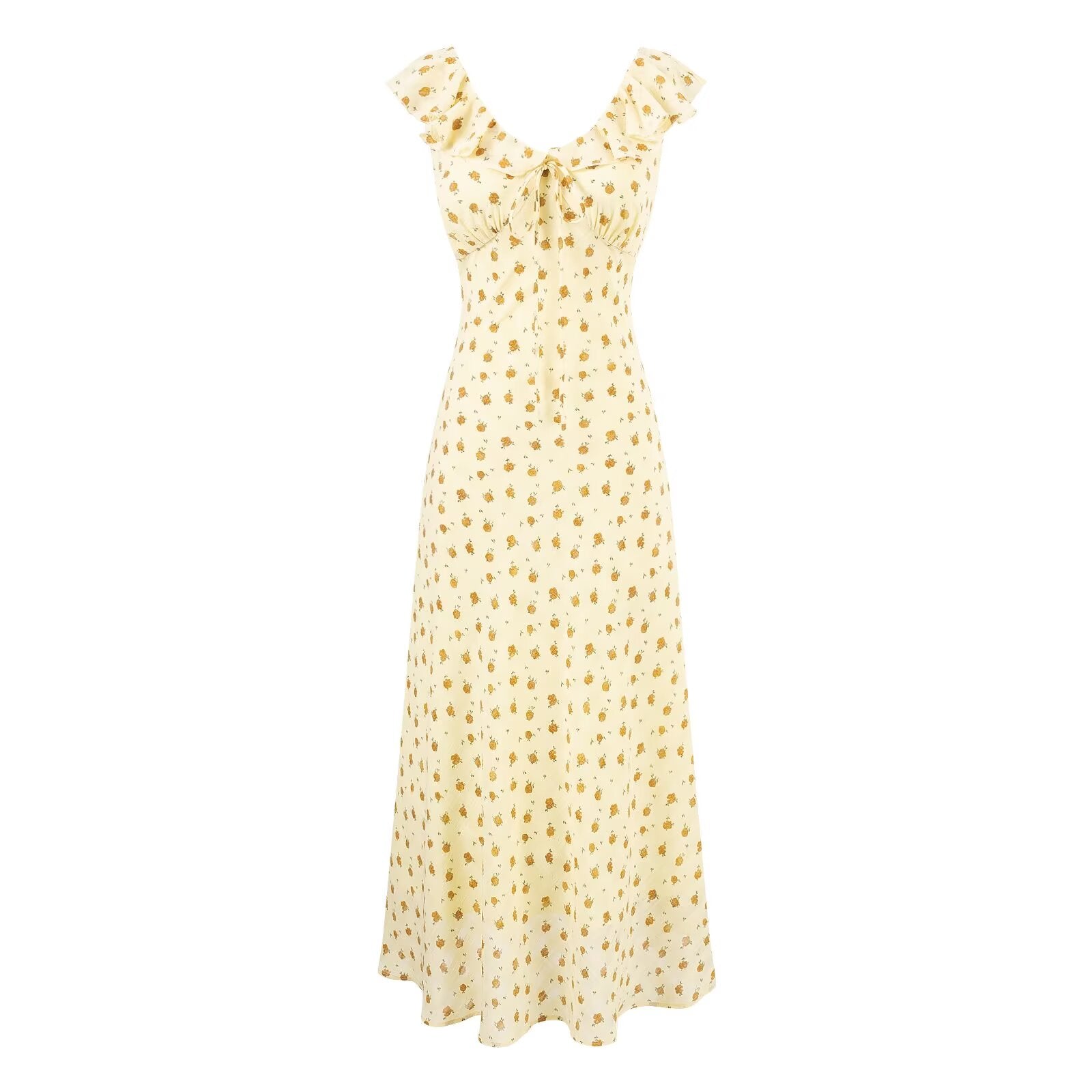 Summer Maiden Casual Printed Ruffled V neck Dress