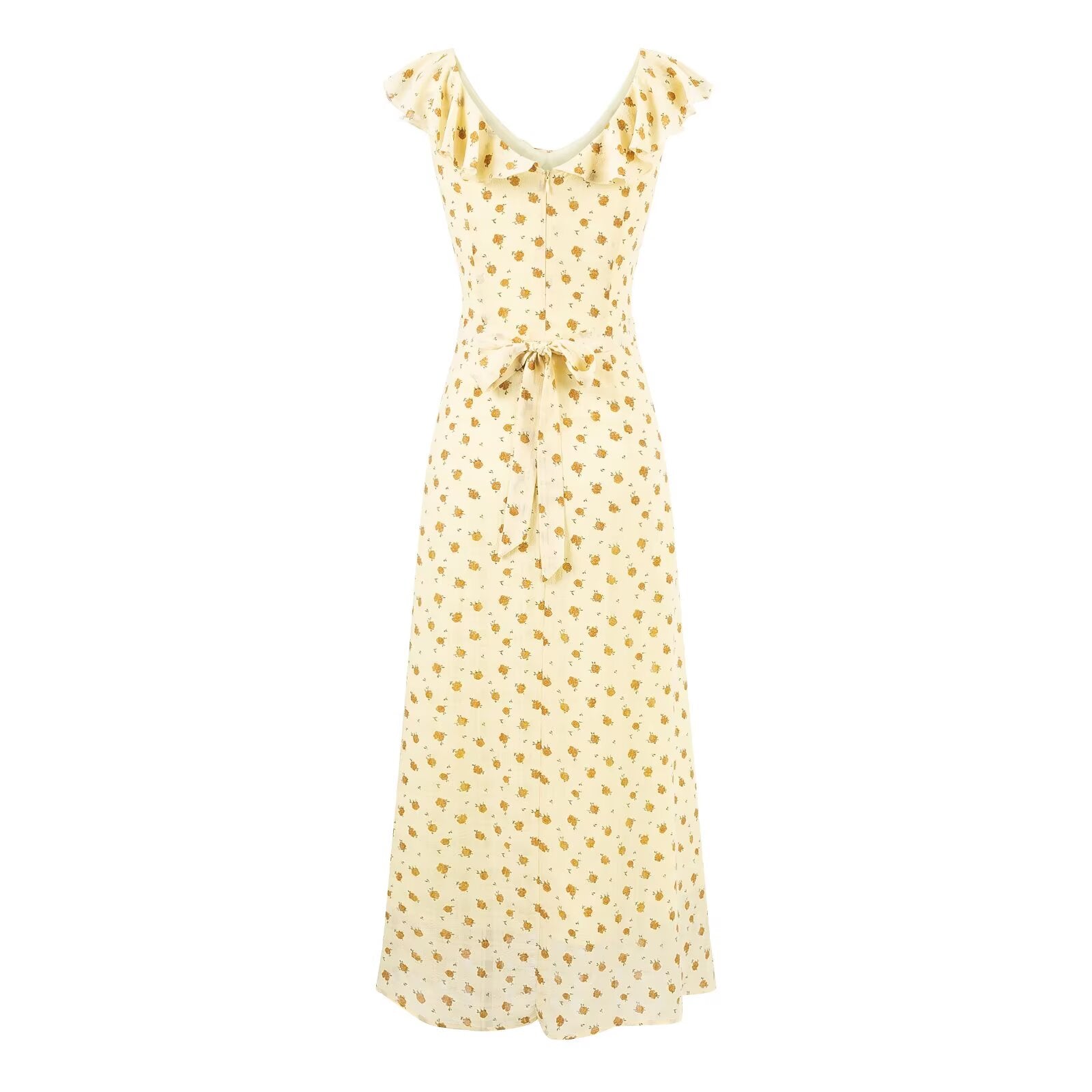 Summer Maiden Casual Printed Ruffled V neck Dress