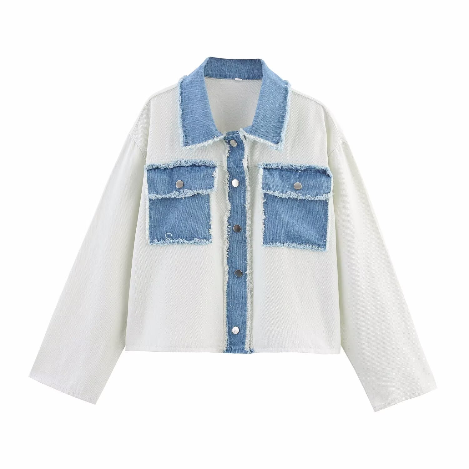 Spring Women Casual Loose Design Contrast Color Jacket Jacket