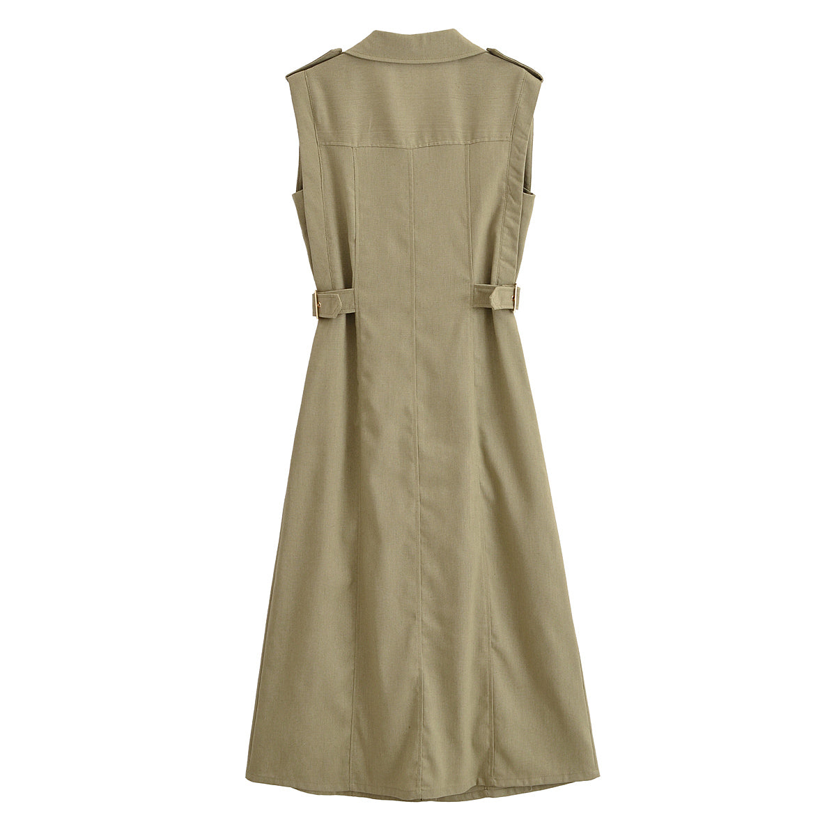 Women Clothing Linen Comfortable V neck Sleeveless Midi Dress