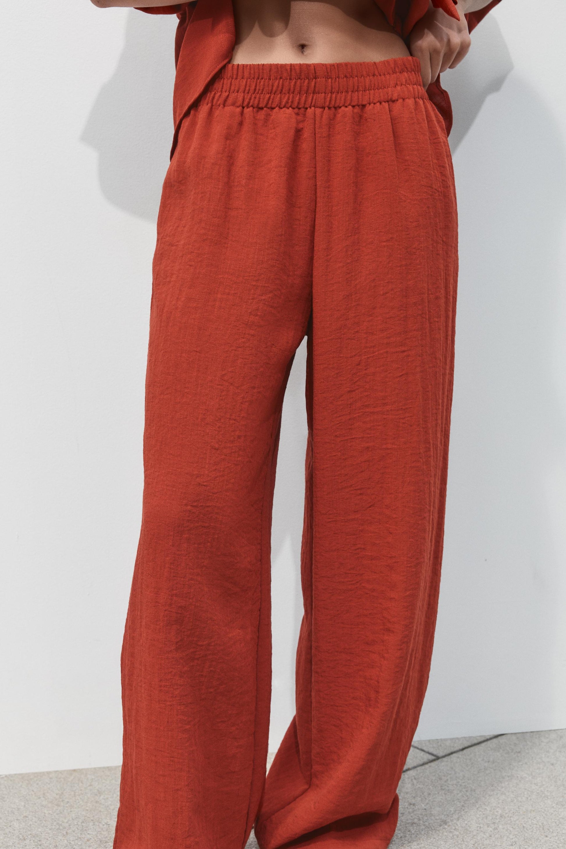 Women Hunting Long Sleeve Collared Shirt Elastic Waist Wide Leg Pants