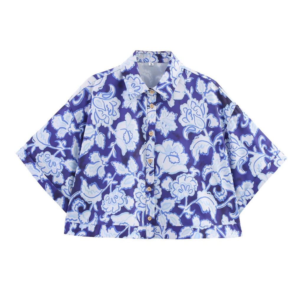 Women Clothing Design Short Sleeve Floral Print Shirt Casual Pants Set