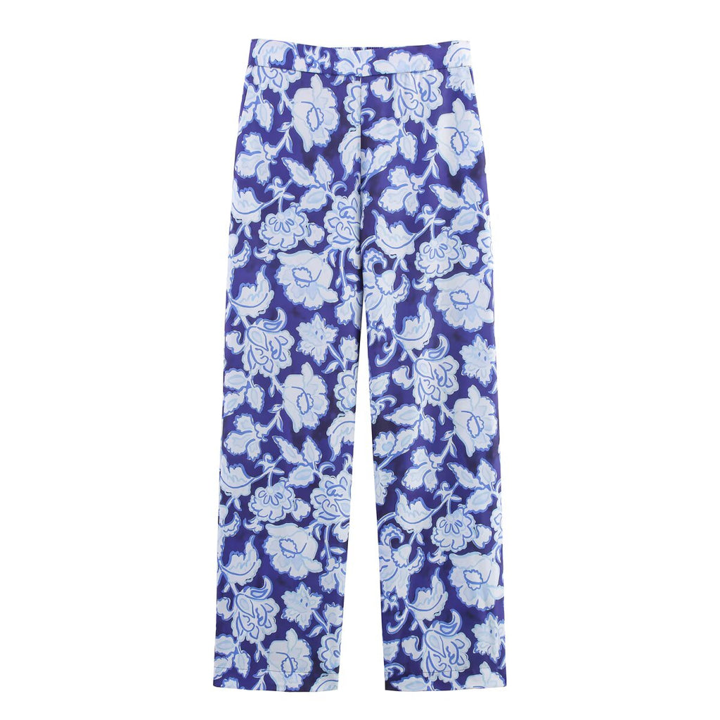 Women Clothing Design Short Sleeve Floral Print Shirt Casual Pants Set